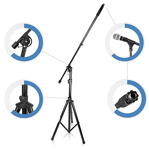Pyle PMKS46Strongest HIgh Performance Adjustable Microphone Suspension Boom Stand|Tripod Mic Stand Mic Adapter & Clamp- Stage,Karaoke Studio,Durable Steel Easy Foldable Height from 51.0â€™â€™- 90.5â€™â€™ by