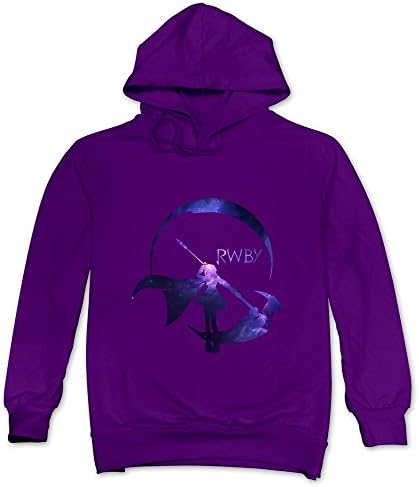 Cool RWBY Starry Crescent Sky Ruby Rose Logo Men's Hood Sweatshirt Purple Size XXL