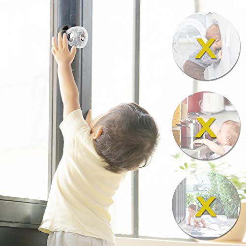 Door Knob Safety Cover Semitransparent Door Handle Child Proof Door Knob Covers Baby Proofing Safety Knob Covers Baby Safety Door Knob Lock 4 Pack