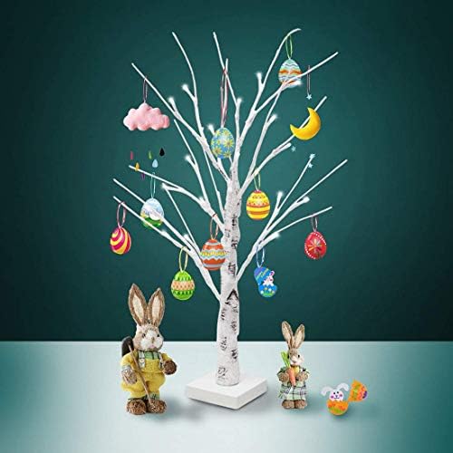 Audor Birch Tree Lights,60cm/23.6 Inch 24 White LEDs Battery Operated Desk Light Tree,White Bonsai Tree Light,DIY Birch Twig Tree for Home, Easter/Christmas Party Decoration