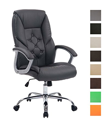 CLP-Sedia-Ufficio-Rodeo-XXL-in-Similpelle-Poltrona-Studio-Ufficio-Girevole-E-Regolabile-Sedia-Scrivania-con-Carico-Max-210-kg-Grigio
