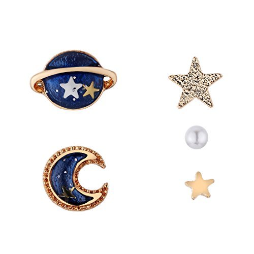 Nuwastone women\'s Mooon & Star & Planet Earring Set (Blue earing)