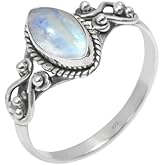 Rainbow Moonstone Stone Ring, 925 Sterling Silver Statement Ring For Women, Handmade Ring Gemstone Promise Ring for Birthday Christmas Gift For Her Ring Size US 7