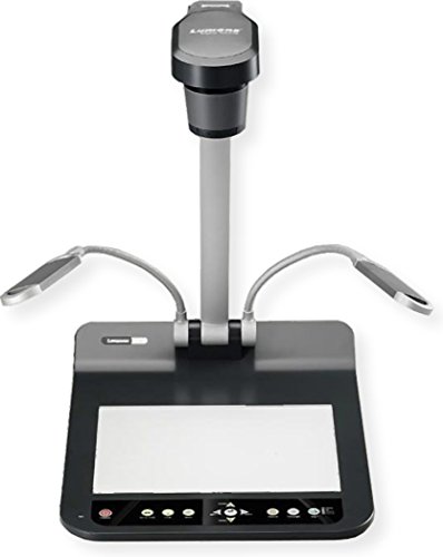 Lumens PS752 Desktop Document Camera, Full HD 1080p output resolution with 30fps, 20 times variable zoom ratio, Built-in microphone, Folds down to a heightoseneck Side Lamps - USB, VGA, and HDMI Ports