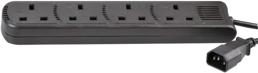 PRO ELEC PEL01206 IEC C14 Plug to 4-Gang Mains Extension Lead 2m Black