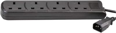 PRO ELEC PEL01206 IEC C14 Plug to 4-Gang Mains Extension Lead 2m Black