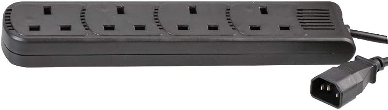 PRO ELEC PEL01206 IEC C14 Plug to 4-Gang Mains Extension Lead 2m Black