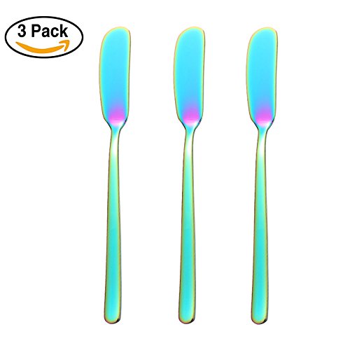 Stainless Steel Butter Knife, Set of 3, Elegant Butter Spreader,Serve Your Butter, Breakfast Spreads,Cheese and Condiments (Rainbow, 3)
