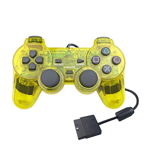 NXDA Clear Transparent PS2 Controller Replacement Joystick For Sony Playstation 2 With Mobile Gamepad, Moving Claw Trigger And Mobile joystick (Yellow)