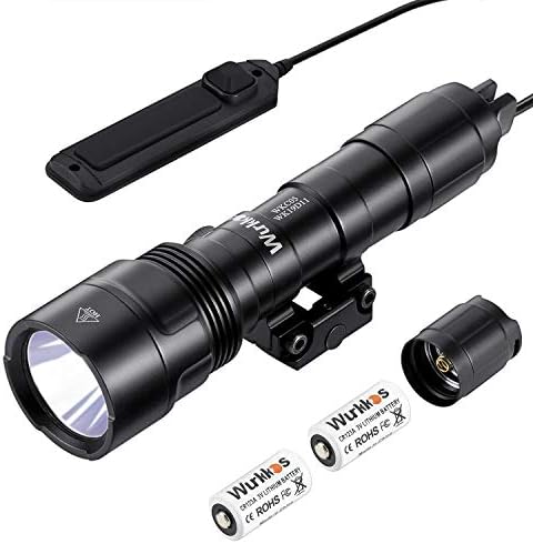 Tactical Flashlight, Professional Gun Flashlight Cree XPL 1000 Lumens Weapon Light with Remote Pressure Switch and High/Low/Strobe with CR123A Battery for Hunting Adventure Etc.