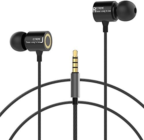 Ectreme Premium Quality Metal Wired Earphones Headphones, Noise Isolating Stereo Bass Earphones With Mic (Black)