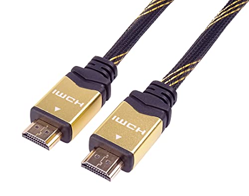 PremiumCord Gold 4K High Speed HDMI + Ethernet Cable 1.5 m, Compatible with Video 4K 2160p, Full HD 1080p, Deep Colour, 3D, ARC, HDR, 10.2 Gbps, Gold-Plated Connectors, Black/Gold