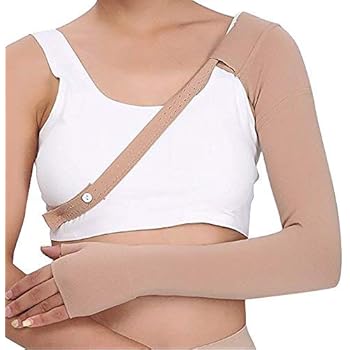 Enshey 30~40 mmHg Post Mastectomy Compression Sleeve Anti Swelling Glove Gauntlet Support Anti Edema Swelling Lymphedema (Right XL)