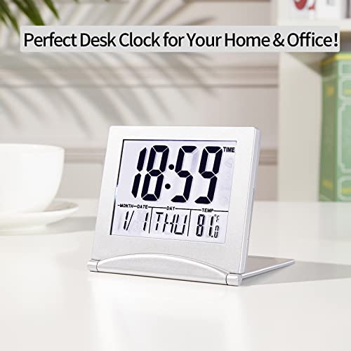 KANBIT Small Digital Travel Alarm Clock Battery Operated, Portable