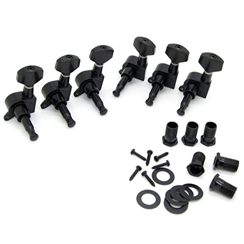 Saliency Black Guitar Tuning Pegs Machine Head Tuners 3L 3R 6pcs Guitar Parts