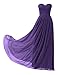 Remedios A-Line Chiffon Bridesmaid Dress Strapless Long Prom Evening Gown, #111 Purple,US8