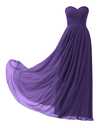 Remedios A-Line Chiffon Bridesmaid Dress Strapless Long Prom Evening Gown, #111 Purple,US6