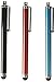BlastCase 3 pcs Aqua Blue/Black/Red Capacitive Stylus/styli Touch Screen Cellphone Tablet Pen for iPhone 4 4s 3 3Gs iPod Touch iPad 2 Motorola Xoom, Samsung Galaxy, BlackBerry Playbook AMM0101US, Barnes and Noble Nook Color, Droid Bionic primary