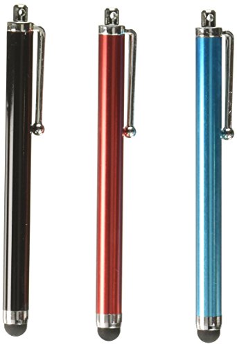 BlastCase 3 pcs Aqua Blue/Black/Red Capacitive Stylus/styli Touch Screen Cellphone Tablet Pen for iPhone 4 4s 3 3Gs iPod Touch iPad 2 Motorola Xoom, Samsung Galaxy, BlackBerry Playbook AMM0101US, Barnes and Noble Nook Color, Droid Bionic