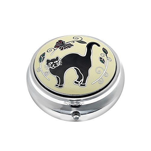 Silver Plated Pill Box in Lucky Black Cat Design