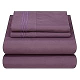 Mezzati Soft and Comfortable Waterbed Sheets Set – 1800 Prestige Brushed Microfiber Collection Bedding (Purple, King Unattached)
