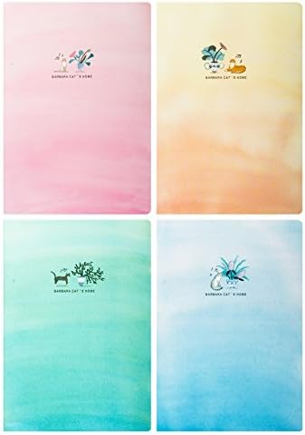 Lined Journal Notebook Dairy Book Journal Record A5 Softcover Composition Notebook, Set of 4 (Type 2)