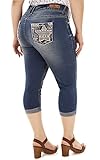 WallFlower Plus Size Luscious Curvy Bling Crop Jean in Mandy Size:18