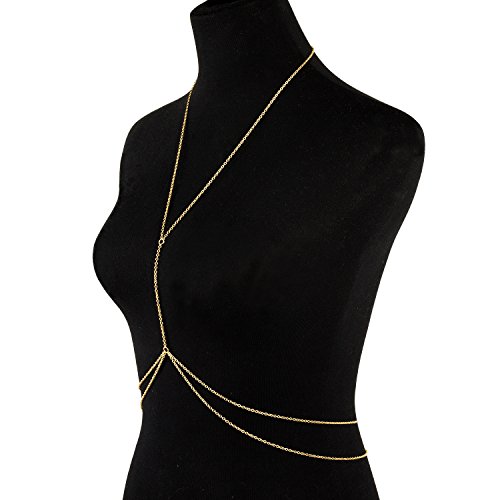 BaubleStar Sexy Belly Chain for Waist Bikini Body Chain Art Jewelry Fashion Beach Pendant Layering Necklace Gold For Women Girl - Thumbnail 3