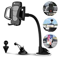 Car Phone Mount, Vansky 3-in-1 Universal Cell Phone Holder Car Air Vent Holder Dashboard Mount Windshield Mount for iPhone Xs Max R X 8 Plus 7 Plus 6S Samsung Galaxy S9 S8 Edge S7 S6 LG Sony and More