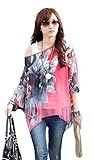 Landove Sheer Floral Chiffon Tops For Women Bohemian Printed Batwing Tunic Tops Beach Loose Blouse Chiffon Poncho