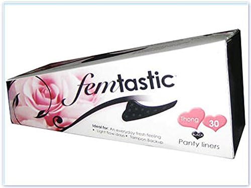 Sleek Sensation Femtastic Black Thong/Tong Pantyliners (16x30 Per Case)