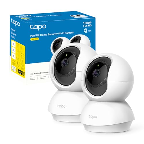 Tapo TP-Link C200P2 360° UEberwachungskamera fuer den Innenbereich, 1080P, Nachtsicht, Bewegungserkennung, Zwei-Wege-Audio, kompatibel mit Alexa&Google Assistant, fuer Babys/Haustiere, 2 stueck C200