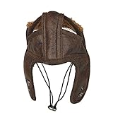 Pet Dog Winter Warm Cute Aviator Cap, Pet Costume Outdoors Windproof Leather Pilot Motorcycles Protect Hat (Coffee, Small)
