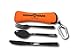 Titanium Plated Portable Utensil Set With Utensil Case, Carabiner/Bottle Opener Included- Food Grade Knife Fork Spoon Set