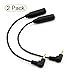 Haiker 2pcs Headphone Converter Adapter Gold Plated 2.5mm Male Right Angle to 3.5mm Female Socket Jack Stereo Audio Cable Black