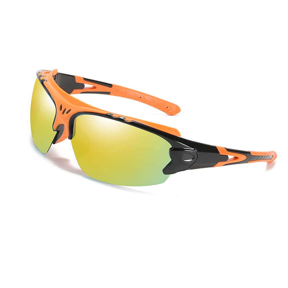 BSLVWG Polarised Sports Sunglasses for Men Women Driving Sunglasses Cycling Running Baseball Fishing Goggles Superlight Frame (Orange)