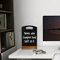 MyGift 12 Inch Wood Chalkboard Sign, Double Sided Message Board, Beige
