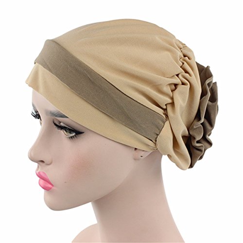 Qhome Women's Padded Folded Turban Cap Head Wrap Georgette Flower Headcover for Cancer Chemo Hair Loss