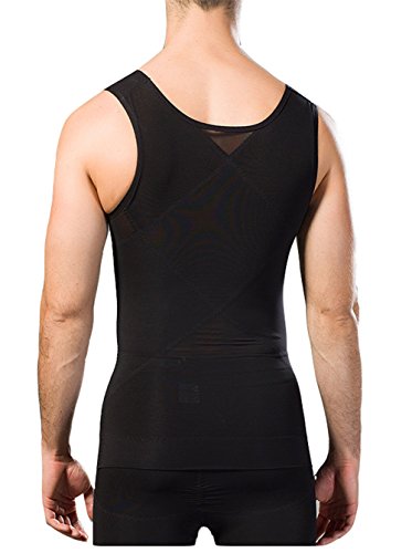 Breathable Gynecomastia Compression Hide Man Moobs Clasp Chest Binders Tank Tops (X-Large, Black) - Thumbnail 2