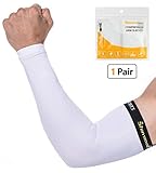 SHINYMOD Arm Sleeves UV Protection Sleeves for Men Women Youth Arm Warmers Compression Sports Long Sleeves Cycling Hiking Golf Basketball Driving Fishing Tattoo Covers Elbow Sleeves (White, XL)