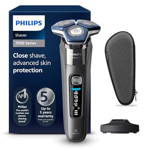 PHILIPS Shaver Series 7000 – Elektrischer Nass- und Trockenrasierer für Herren mit aufklappbarem Trimmer, Ladestation & Reiseetui (Modell S7887/35) thumbnail 1