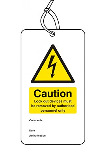 Caledonia Signs 55074 Lockout Tag, Lock Out Device must be Removed By, 80 mm x 150 mm (Pack of 10)