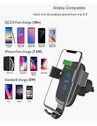 Zikko   Soporte de teléfono inalámbrico para coche para iPhone XS, MAX, XR, iPhone X, 8 8 Plus, Samsung Galaxy S9, S9, S9, S8, S7, Nexus y Android
