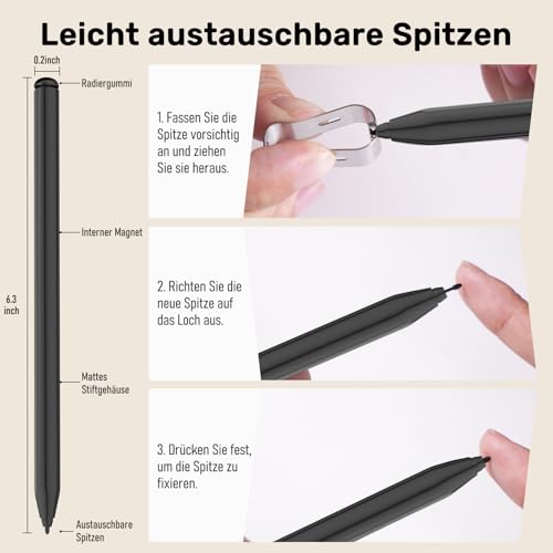 Stylus Pen for Remarkable 2 Pen, EMR Pen with Eraser, 4096 Pressure Level, Palm Repellent, Magnetic Adsorption, EMR Pencil Suitable for Kindle Scribe/Remarkable 2/1
