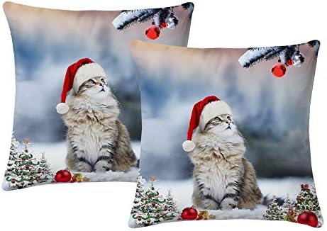 Wtisan クリスマス 雪だるま 枕カバー ホームデコレーション お祝いのギフト 装飾用クッションカバー 18 X 18インチ 2個セット 18 X18 レッド Wow Pillow917 2pcat