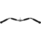 Lat Bar Cable Machine Attachment, Curl Pulldown Bar with Full Rotation and Rubber Handle for Gym, Strength Workout, Body Training, Muscle Building, 30 Inch