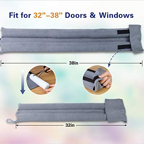 Suptikes 2 Pack Door Draft Stopper ，Twin Door Sweep for Sound Proof
