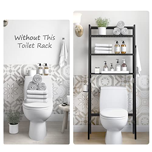 MallKing Over The Toilet Storage, Wooden 3Tier OverTheToilet Rack
