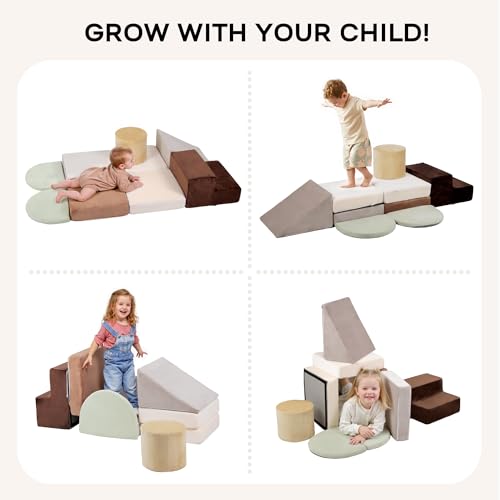 BanaSuper Motor Skills Path, 7 Pcs Baby Foam Blocks, Indoor Child Motor Modules, Play Mat & Climbing Blocks, Sensory and Physical Awakening Game, Gift for Girls and Boys
