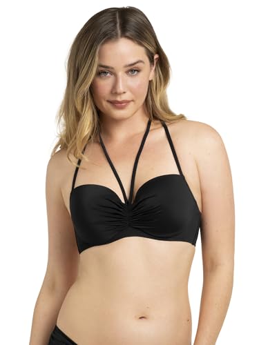 Smart & Sexy Women's Swim Secret Halter Bikini Top Swimwear, Black, 36C